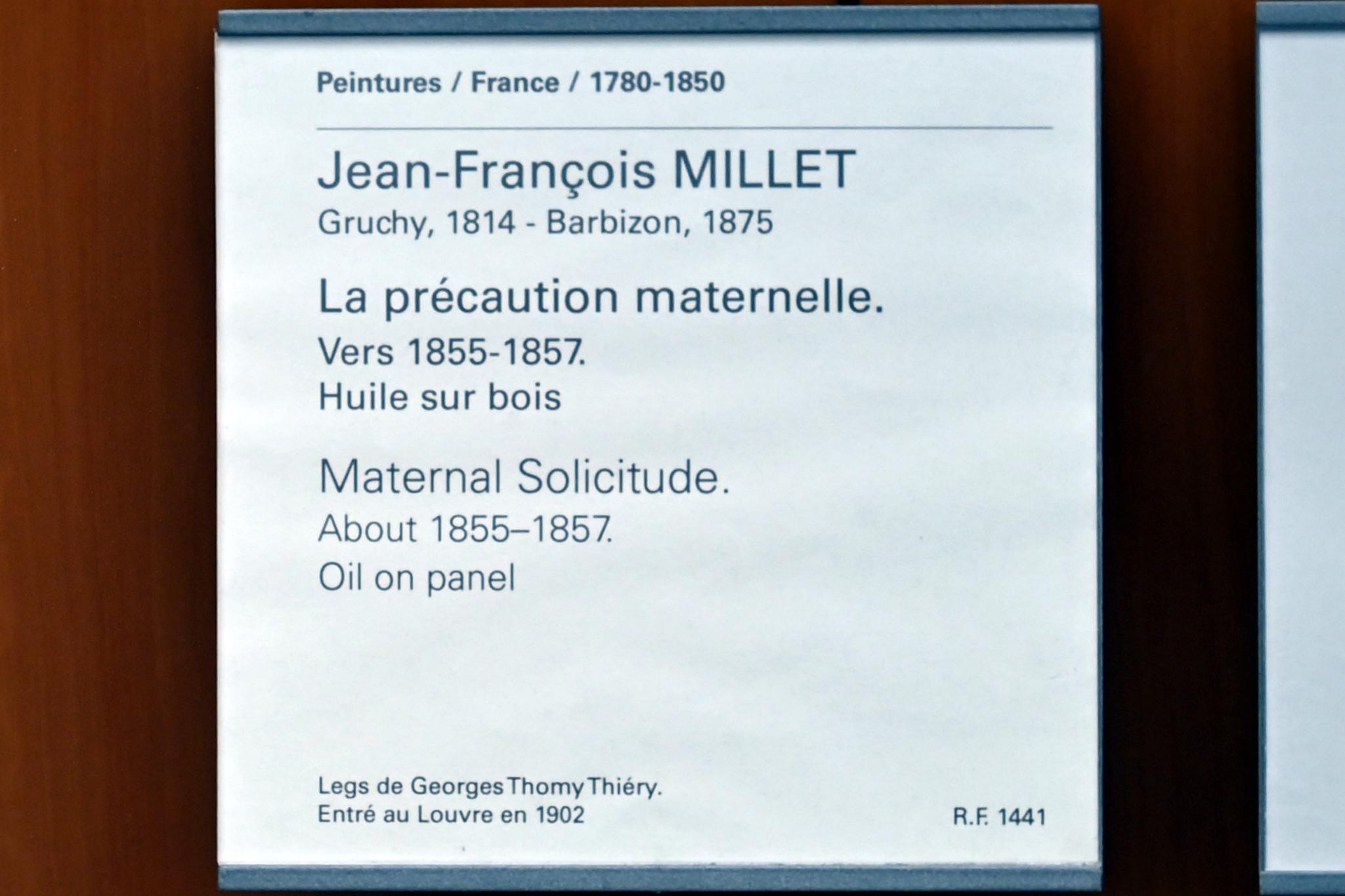 Jean-François Millet (1844–1874), Mütterliche Fürsorge, Paris, Musée du Louvre, Saal 951, um 1855–1857, Bild 2/2