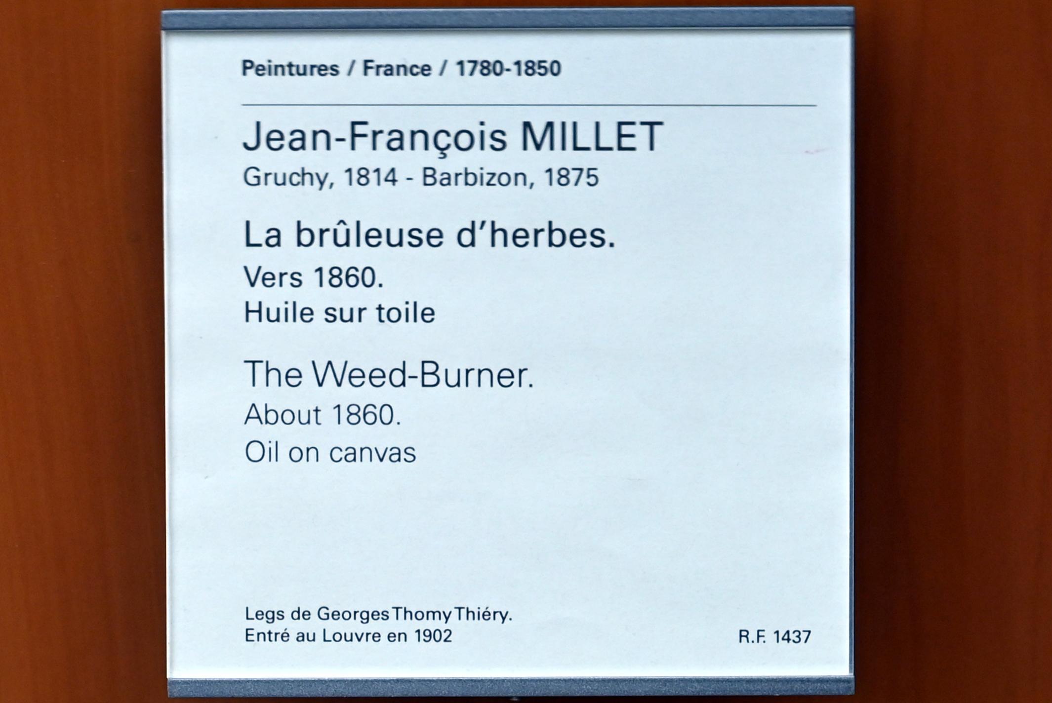 Jean-François Millet (1844–1874), Die Unkrautverbrennung, Paris, Musée du Louvre, Saal 951, um 1853–1854, Bild 2/2