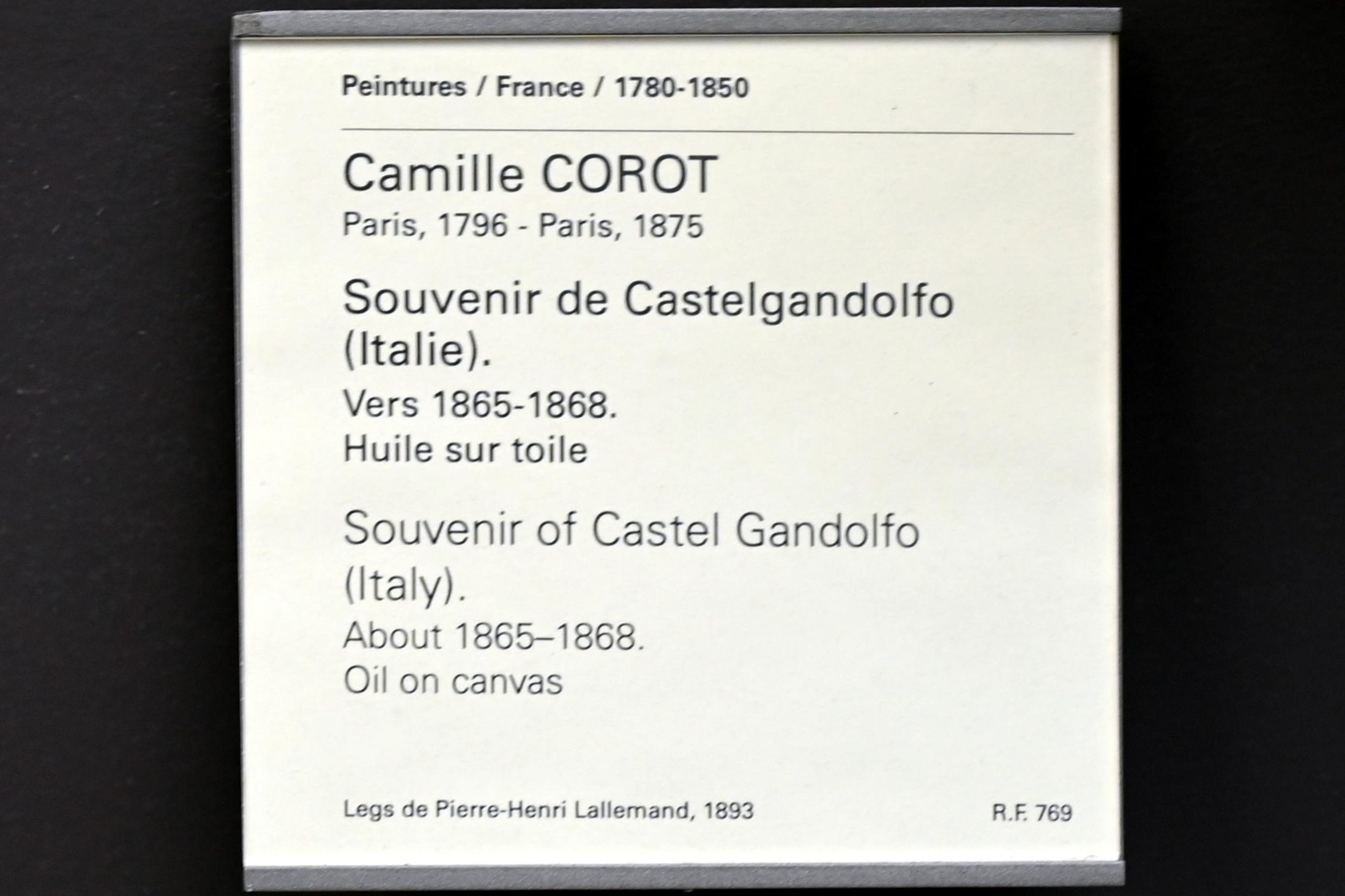 Jean-Baptiste Camille Corot (1823–1874), Souvenir aus Castel Gandolfo, Paris, Musée du Louvre, Saal 952, um 1865–1868, Bild 2/2