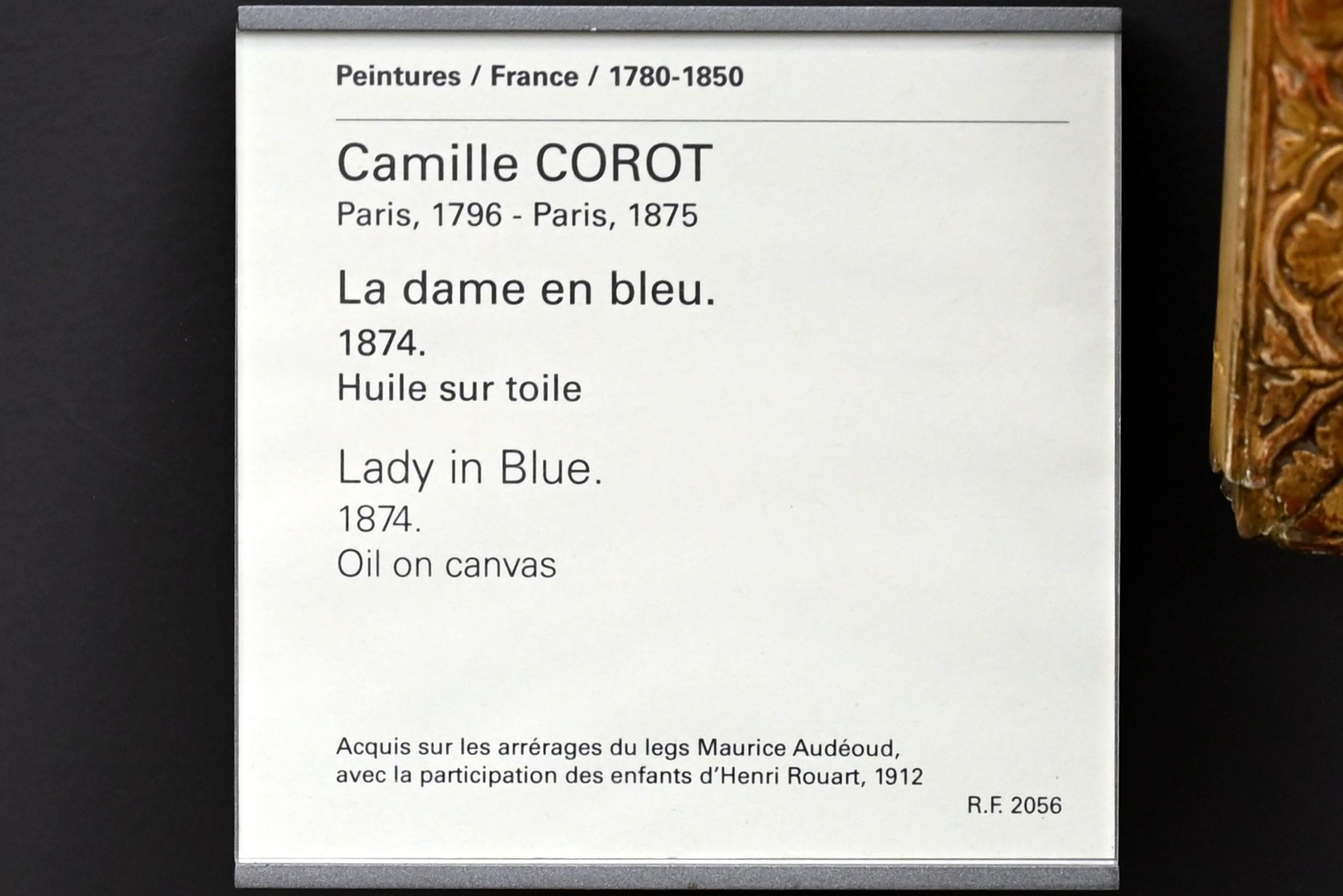 Jean-Baptiste Camille Corot (1823–1874), Dame in blau, Paris, Musée du Louvre, Saal 952, 1874, Bild 2/2