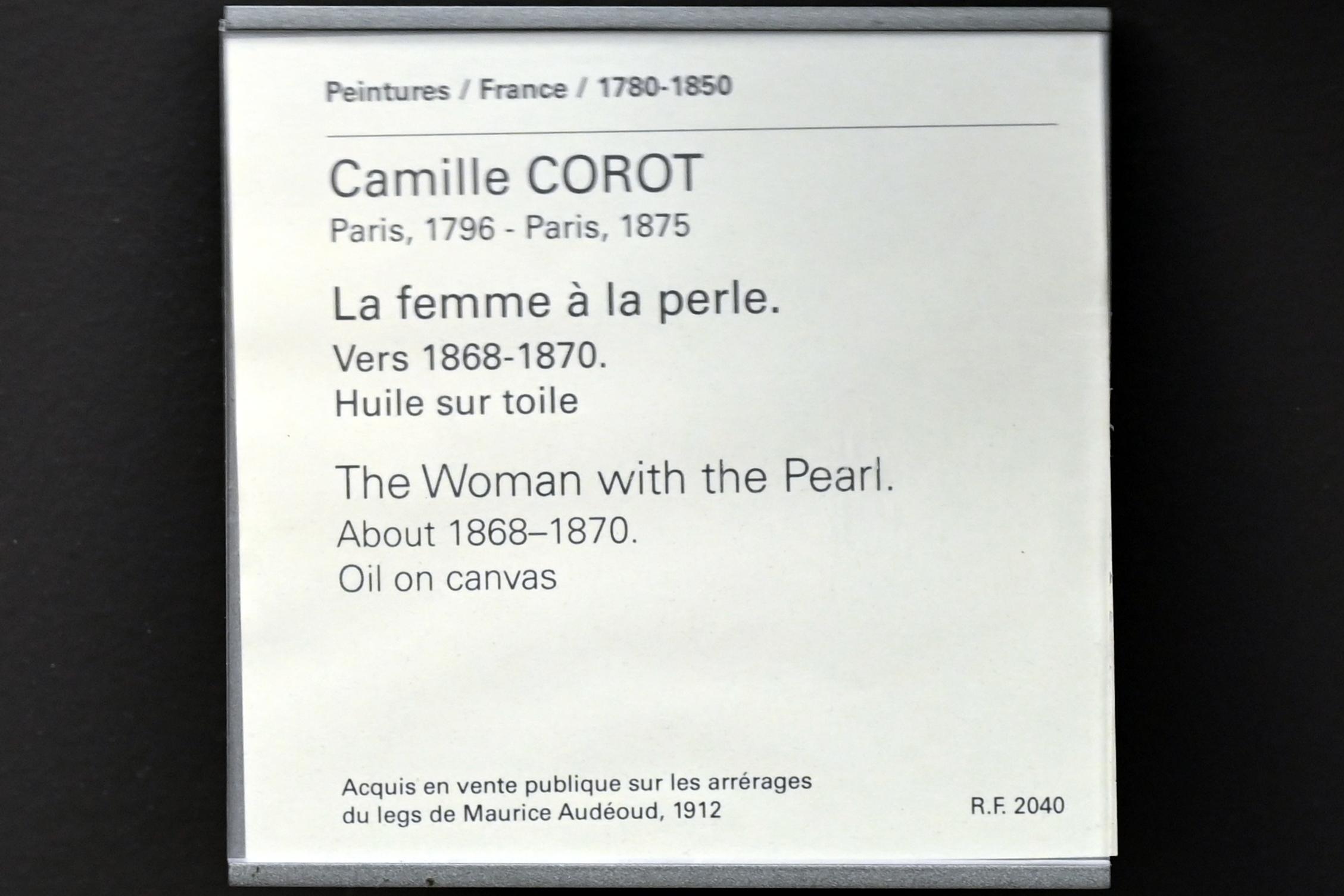 Jean-Baptiste Camille Corot (1823–1874), Die Frau mit der Perle, Paris, Musée du Louvre, Saal 952, um 1868–1870, Bild 2/2