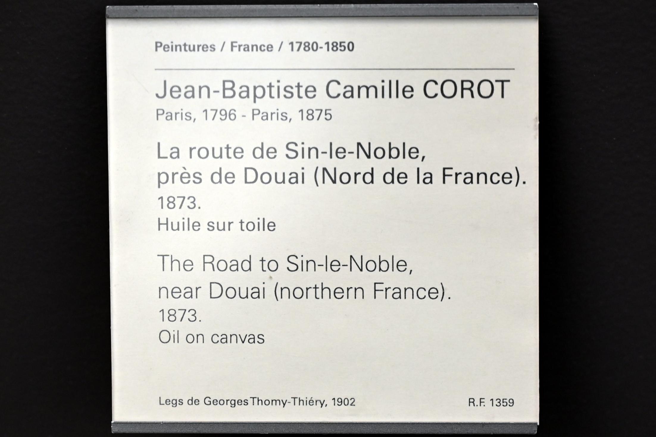 Jean-Baptiste Camille Corot (1823–1874), Die Straße nach Sin-le-Noble bei Douai in Nordfrankreich, Paris, Musée du Louvre, Saal 952, 1873, Bild 2/2
