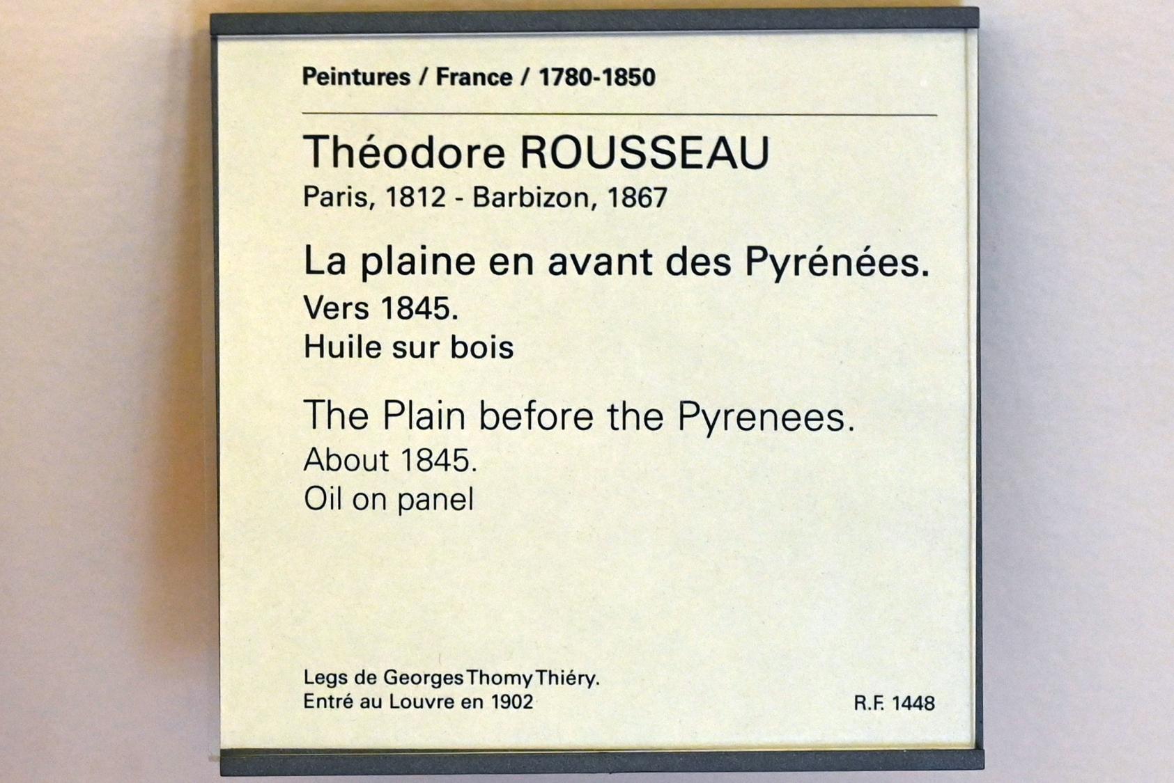 Théodore Rousseau (1827–1862), Die Ebene vor den Pyrenäen, Paris, Musée du Louvre, Saal 948, um 1845, Bild 2/2