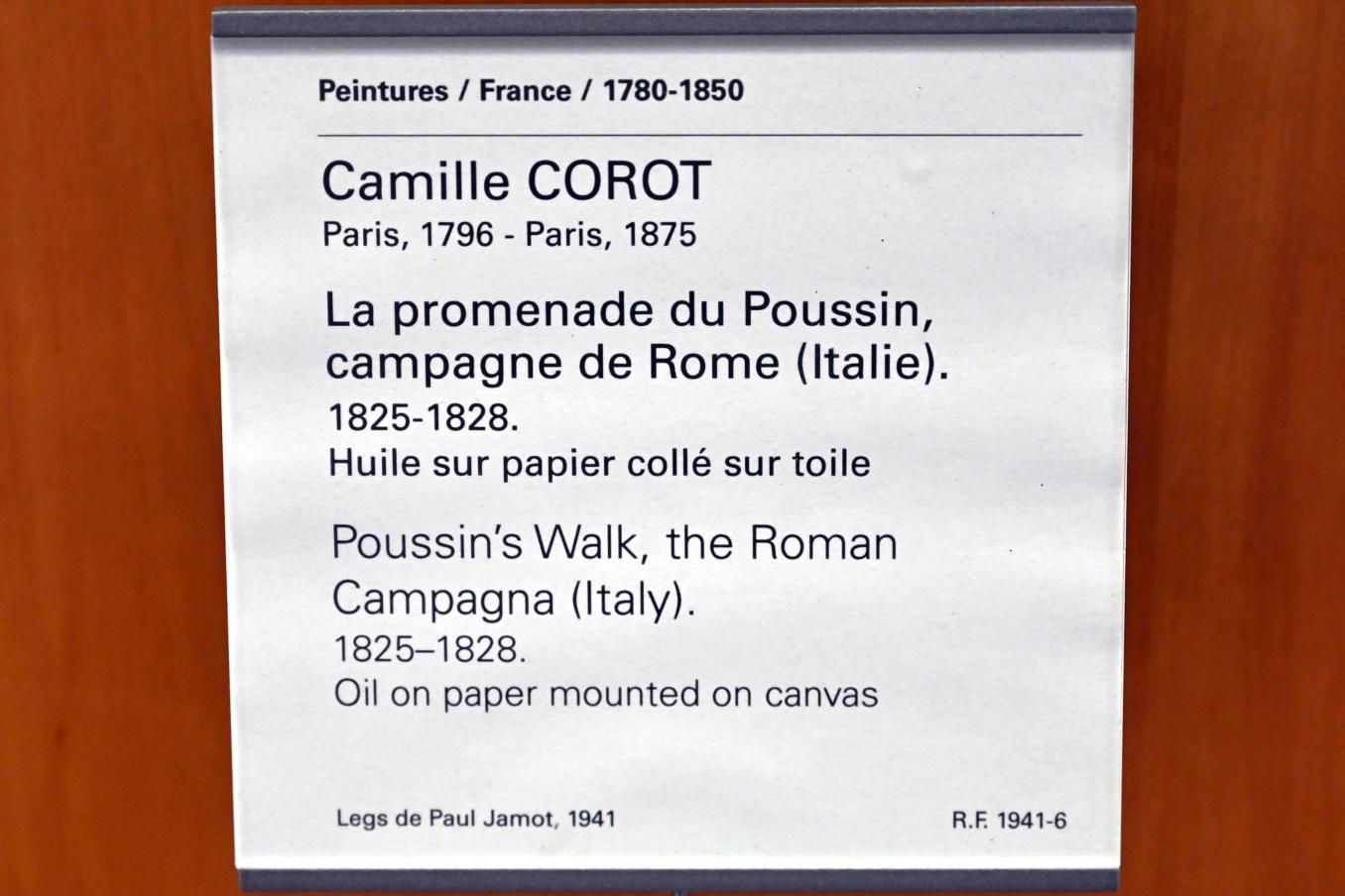 Jean-Baptiste Camille Corot (1823–1874), Die Poussin-Promenade in der Campagna Romana, Paris, Musée du Louvre, Saal 948, 1825–1828, Bild 2/2