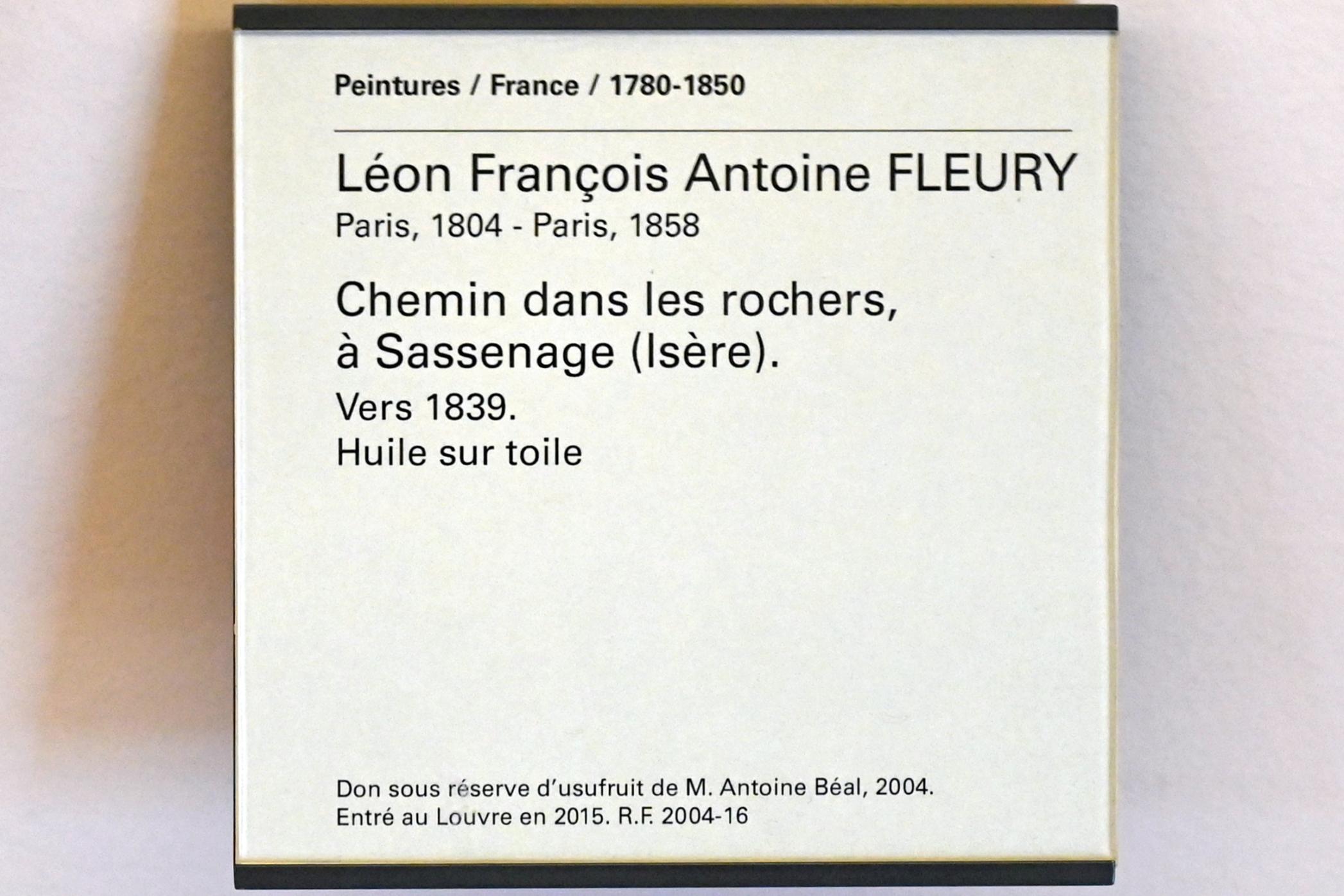 François Antoine Léon Fleury (1828–1839), Felsiger Weg in Sassenage, Paris, Musée du Louvre, Saal 948, um 1839, Bild 2/2