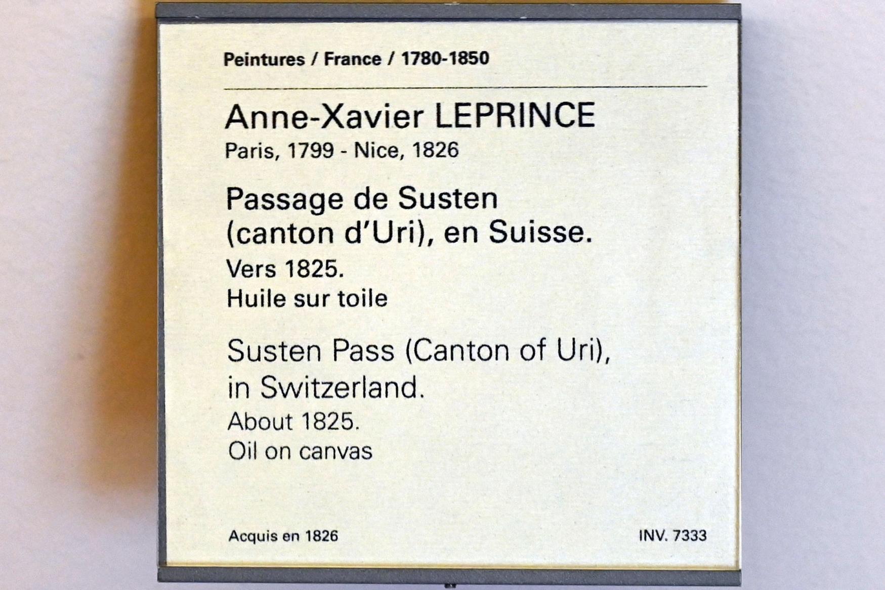 Auguste-Xavier Leprince (1823–1825), Sustenpass im Kanton Uri, Paris, Musée du Louvre, Saal 948, 1825, Bild 2/2