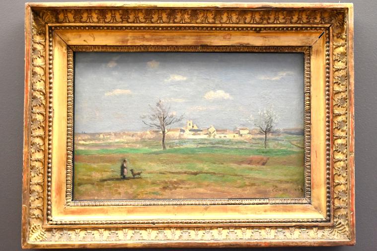 Jean-Baptiste Camille Corot (1823–1874), Blick auf das Dorf Rosny im Frühling, Paris, Musée du Louvre, Saal 948, 1839