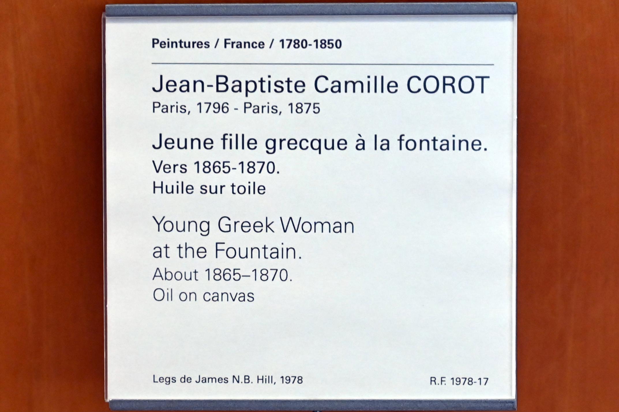 Jean-Baptiste Camille Corot (1823–1874), Junges griechisches Mädchen am Brunnen, Paris, Musée du Louvre, Saal 948, um 1865–1870, Bild 2/2