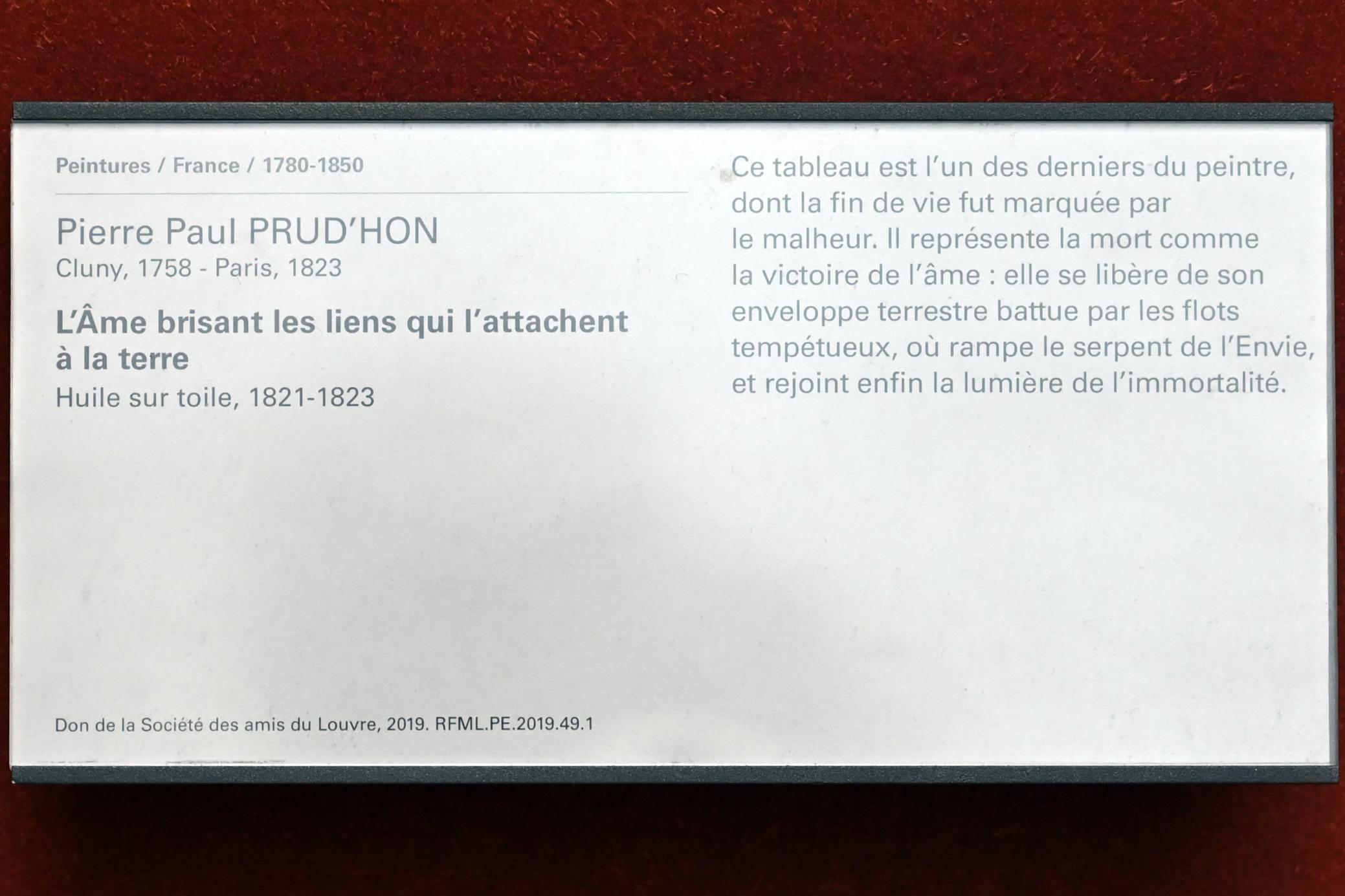 Pierre Paul Prud’hon (1782–1822), Die Seele, die die Bindungen zur Erde bricht, Paris, Musée du Louvre, Saal 700, 1821–1823, Bild 2/2