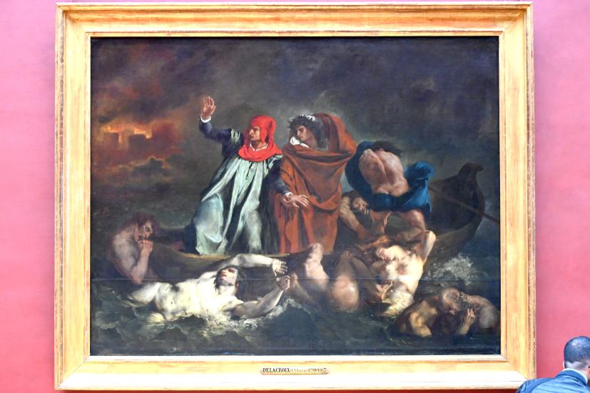 Eugène Delacroix (1820–1862), Dante und Vergil in der Unterwelt (Die Barke des Dante), Paris, Musée du Louvre, Saal 700, vor 1822
