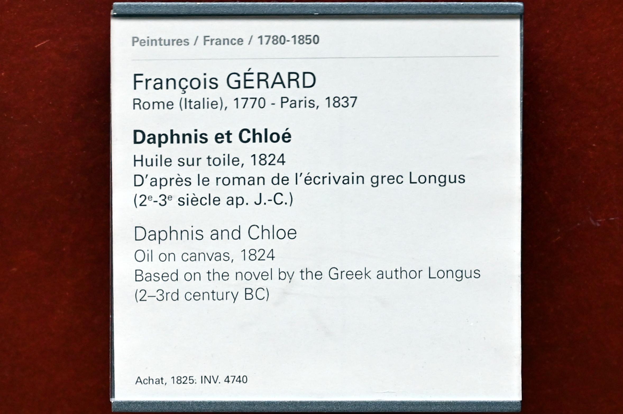 François Gérard (1794–1824), Daphnis und Chloe, Paris, Musée du Louvre, Saal 700, 1824, Bild 2/2