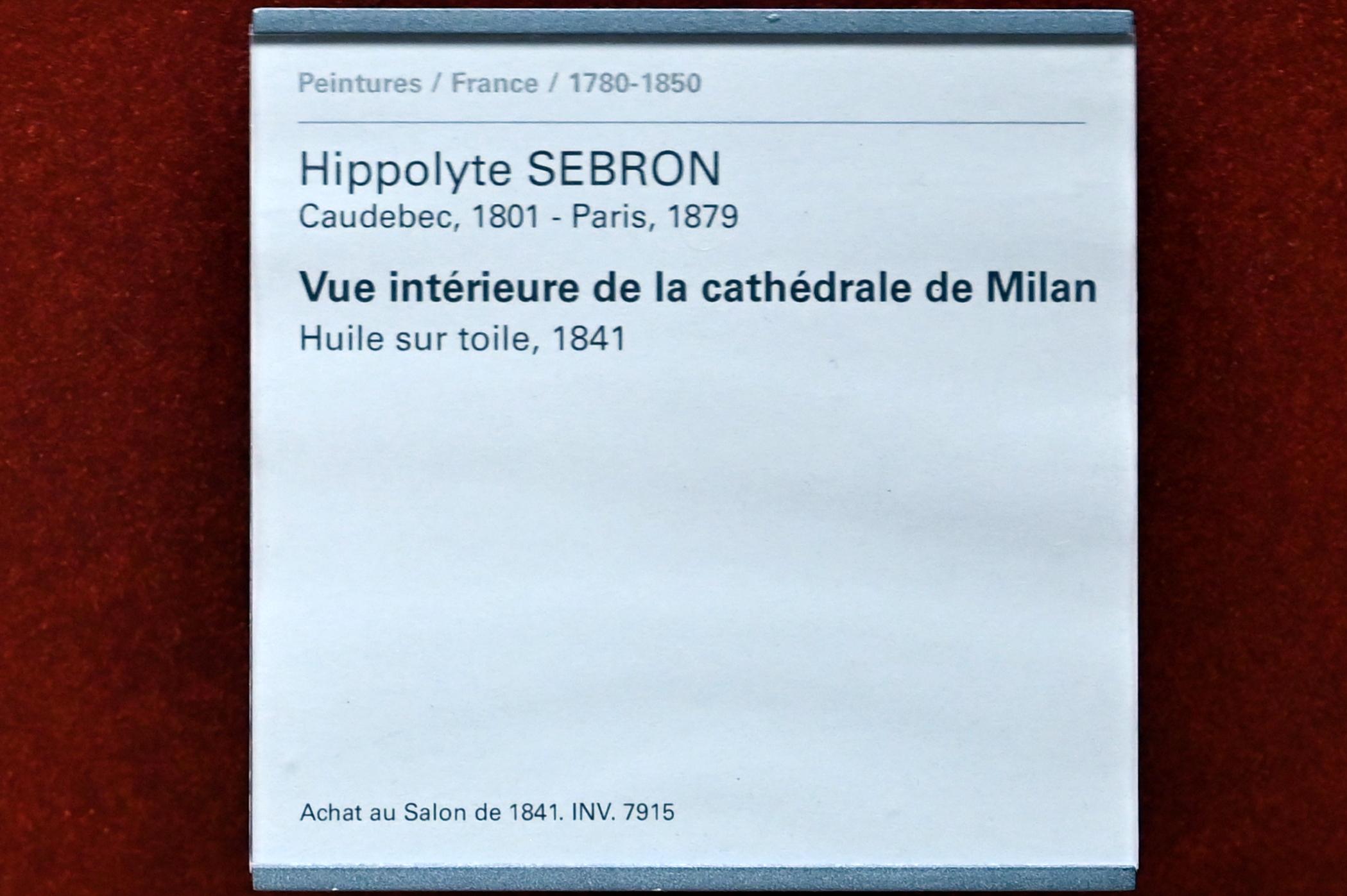 Hippolyte Sebron (1841), Innenansicht der Kathedrale von Mailand, Paris, Musée du Louvre, Saal 700, 1841, Bild 2/2