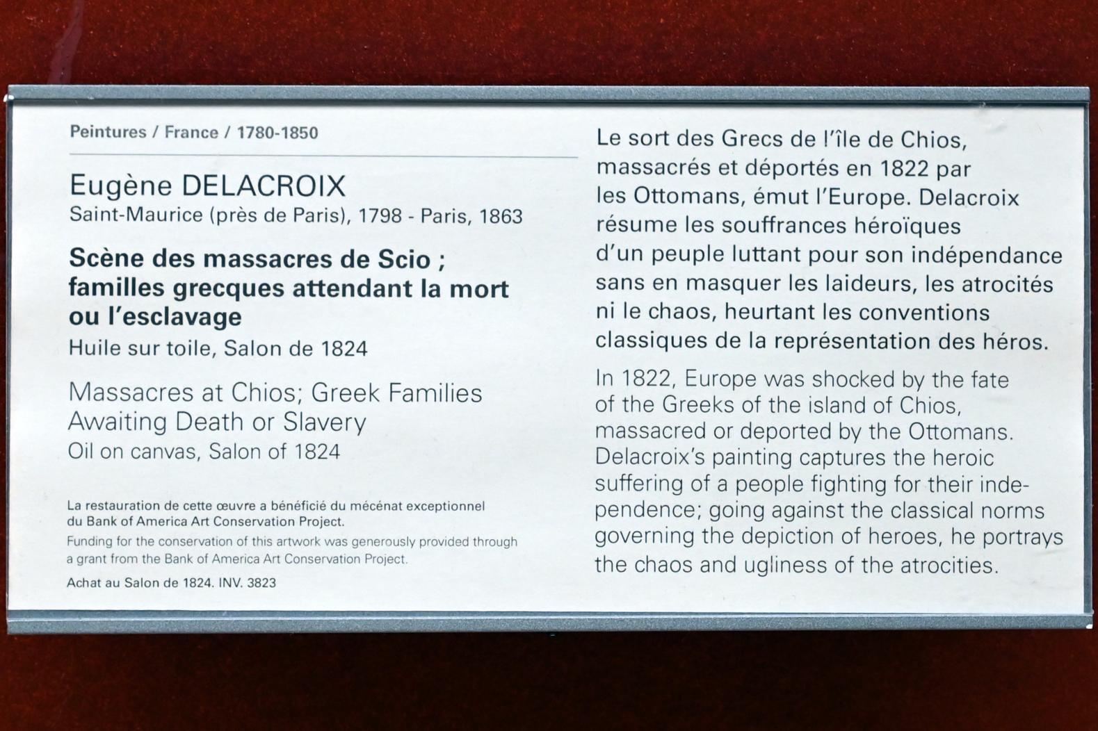 Eugène Delacroix (1820–1862), Szene des Massakers von Chios; griechische Familien, die auf Tod oder Sklaverei warten, Paris, Musée du Louvre, Saal 700, vor 1824, Bild 2/2
