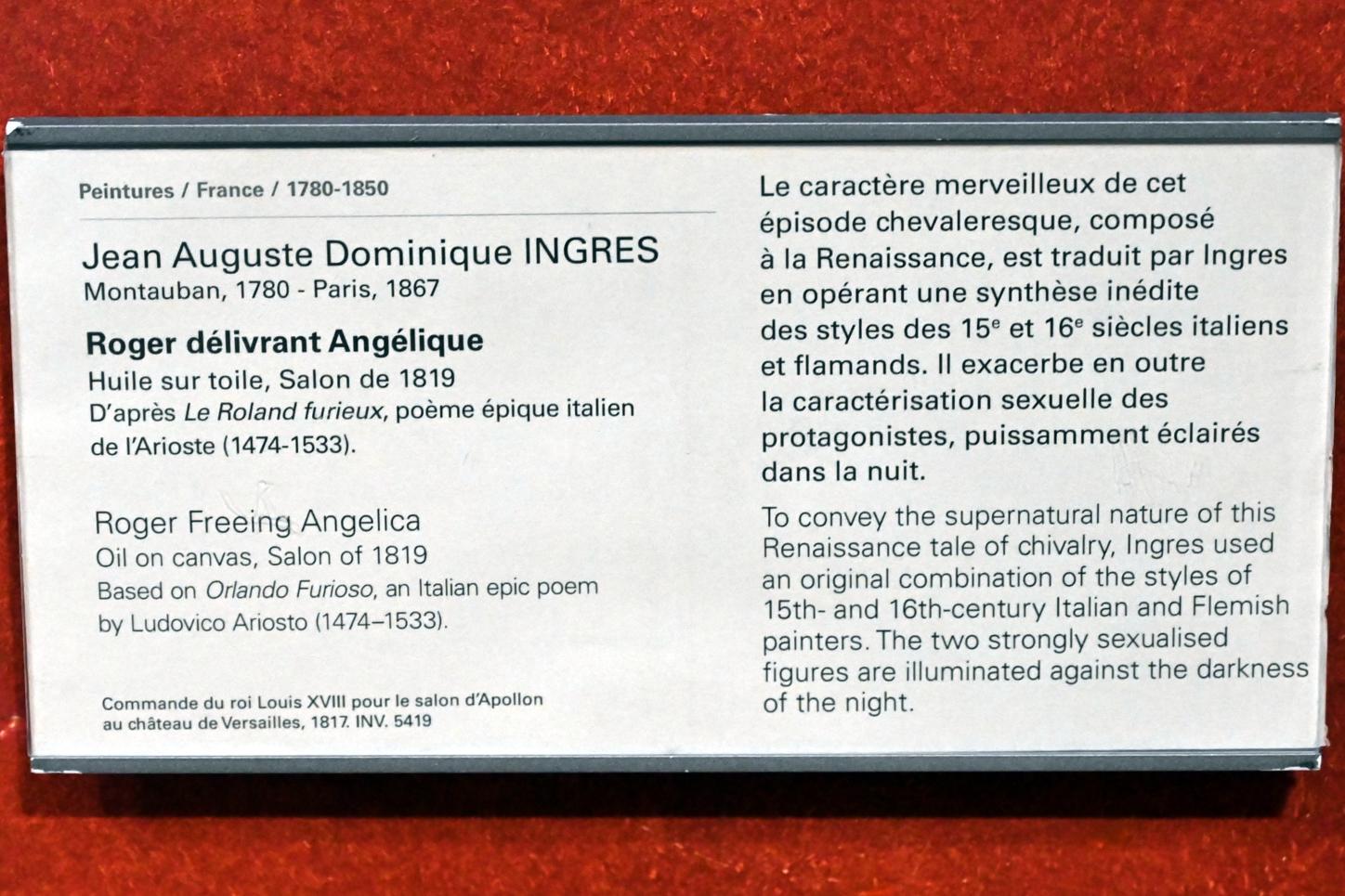 Jean-Auguste-Dominique Ingres (1805–1856), Roger befreit Angelika, Paris, Musée du Louvre, Saal 701, 1819, Bild 2/2
