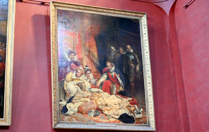 Paul Delaroche (1826–1855), Tod von Elisabeth I., Königin von England, im Jahr 1603, Paris, Musée du Louvre, Saal 701, vor 1827, Bild 1/2