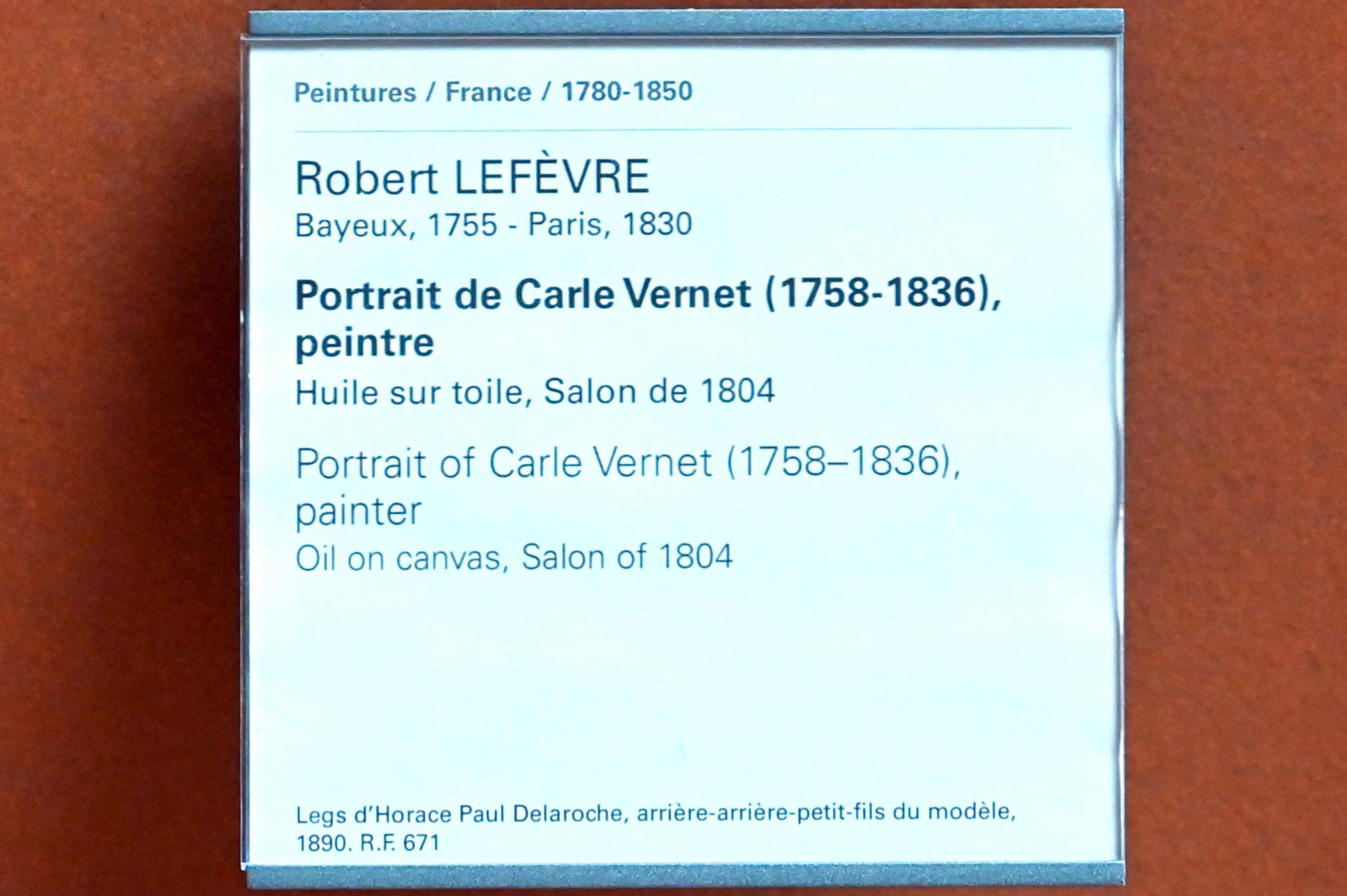 Robert Lefèvre (1803), Porträt des Malers Carle Vernet (1758-1836), Paris, Musée du Louvre, Saal 702, vor 1804, Bild 2/2