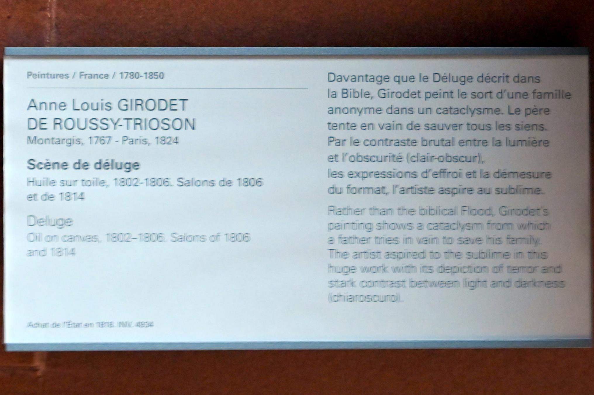 Anne-Louis Girodet-Trioson (1791–1811), Szene in einer großen Flut, Paris, Musée du Louvre, Saal 702, 1802–1806, Bild 2/2