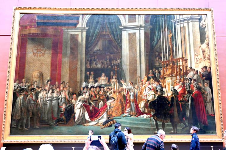 Jacques-Louis David (1782–1824), Krönung von Kaiser Napoleon I. und Kaiserin Josephine in der Kathedrale Notre-Dame in Paris am 2. Dezember 1804, Paris, Musée du Louvre, Saal 702, 1806–1807, Bild 1/2