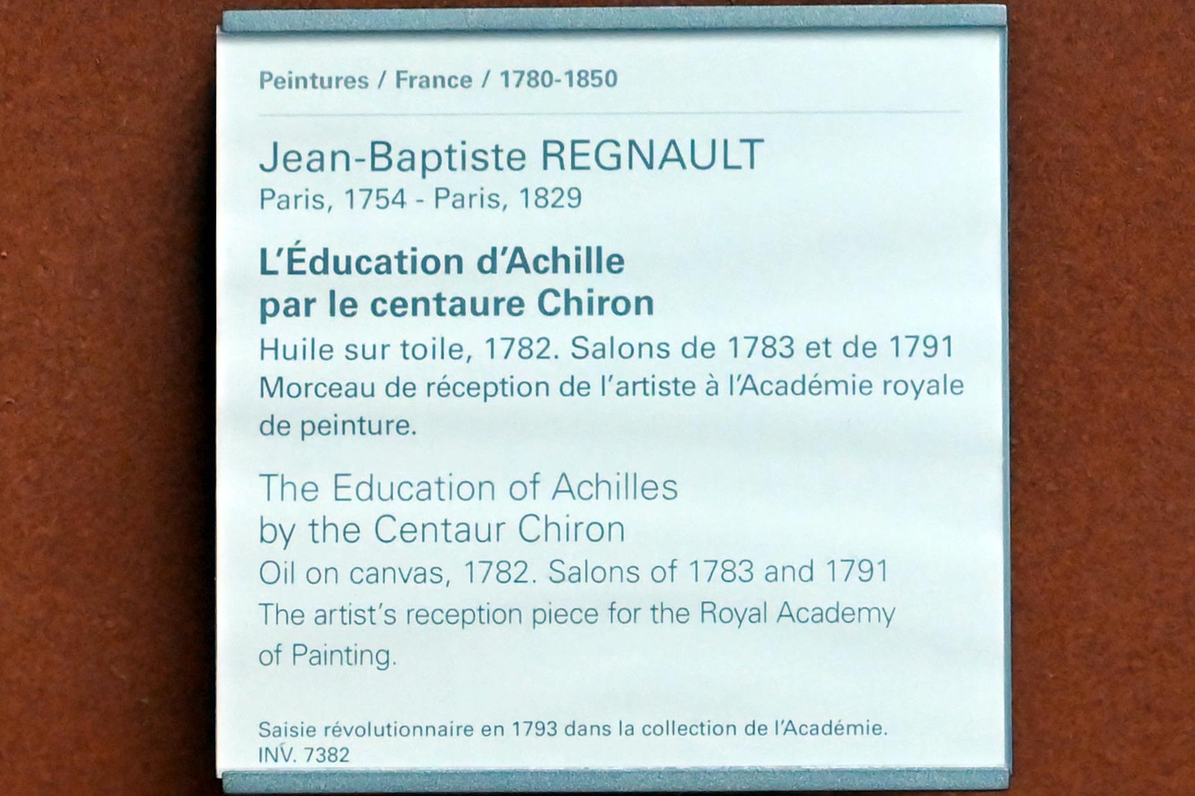 Jean-Baptiste Regnault (1782–1793), Die Erziehung des Achilles durch den Zentauren Cheiron, Paris, Musée du Louvre, Saal 702, 1782, Bild 2/2