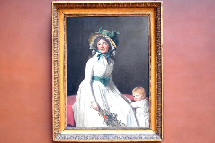 Jacques-Louis David (1782–1824), Porträt der Émilie Sériziat, geborene Pécoul (um 1770-1804) und ihres Sohnes Émile, geboren 1793, Paris, Musée du Louvre, Saal 702, vor 1795