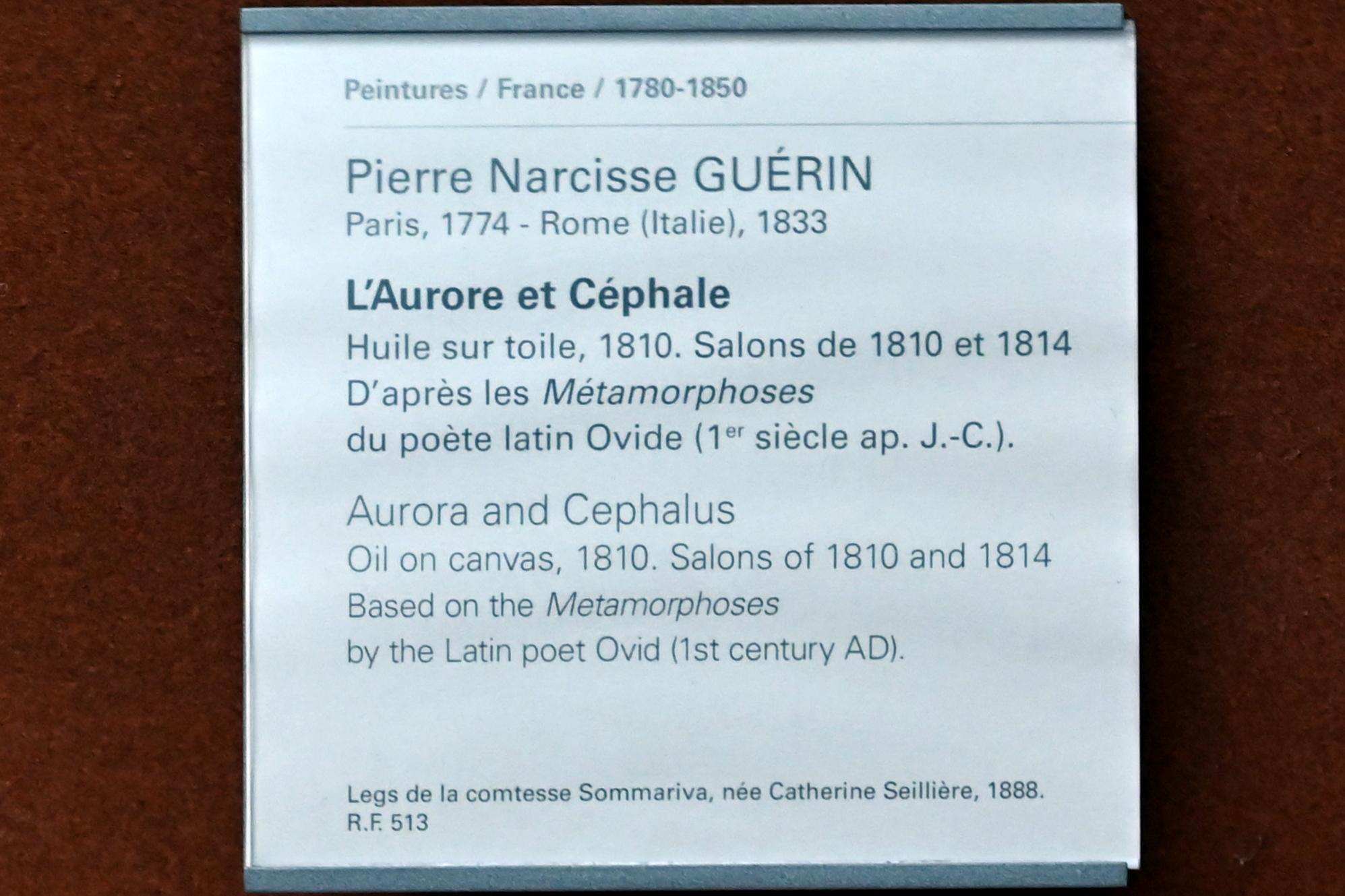 Pierre Narcisse Guérin (1798–1818), Aurora und Kephalos, Paris, Musée du Louvre, Saal 702, 1810, Bild 2/2
