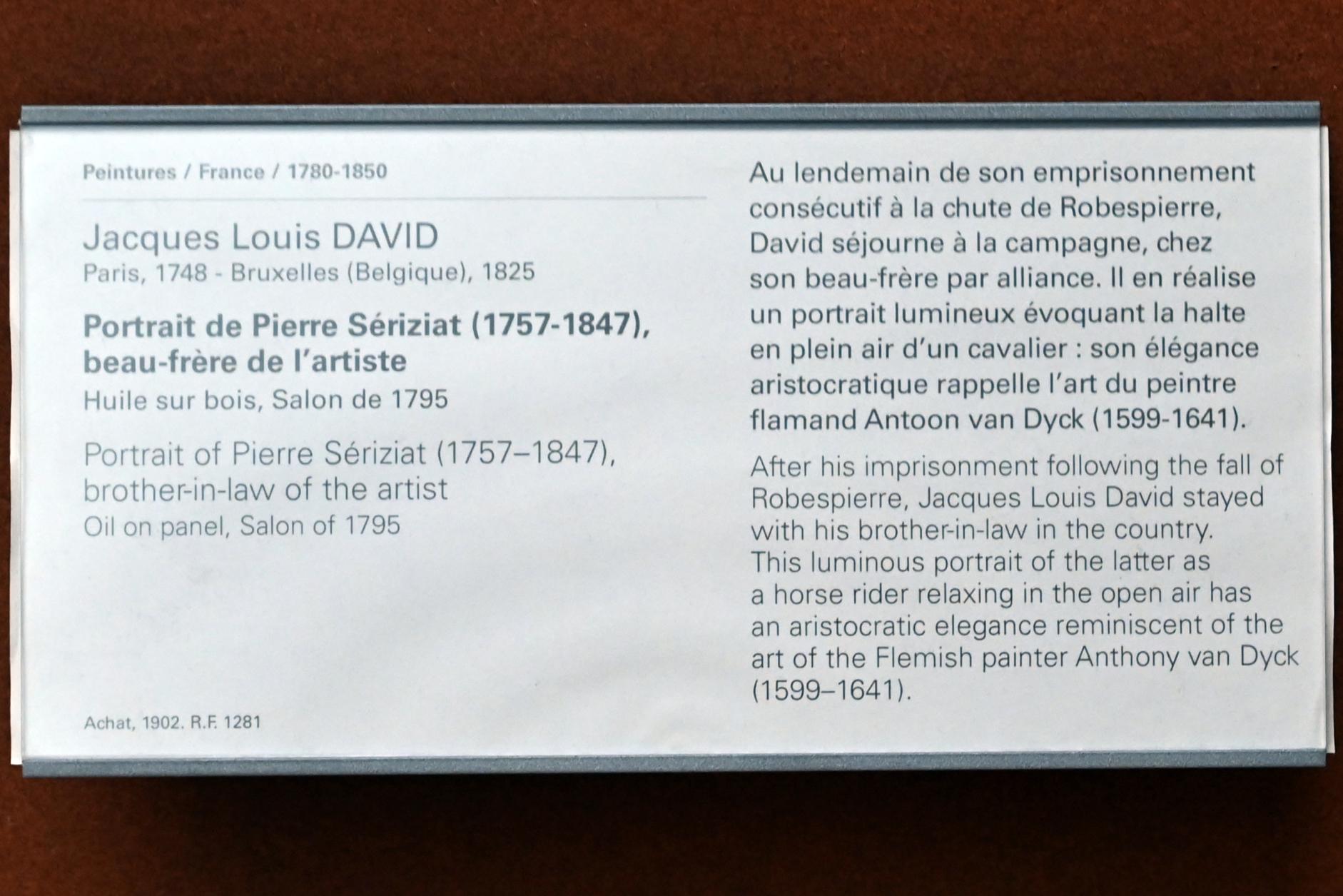 Jacques-Louis David (1782–1824), Porträt des Pierre Sériziat (1757-1847), Schwager des Künstlers, Paris, Musée du Louvre, Saal 702, vor 1795, Bild 2/2