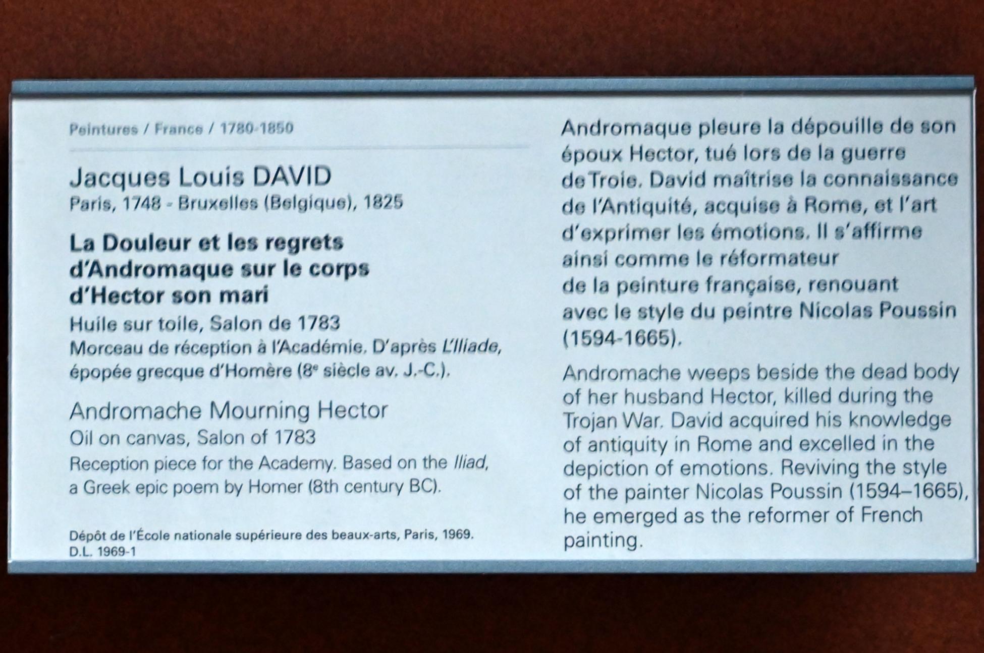 Jacques-Louis David (1782–1824), Andromache trauert um Hektor, Paris, Musée du Louvre, Saal 702, vor 1783, Bild 2/2