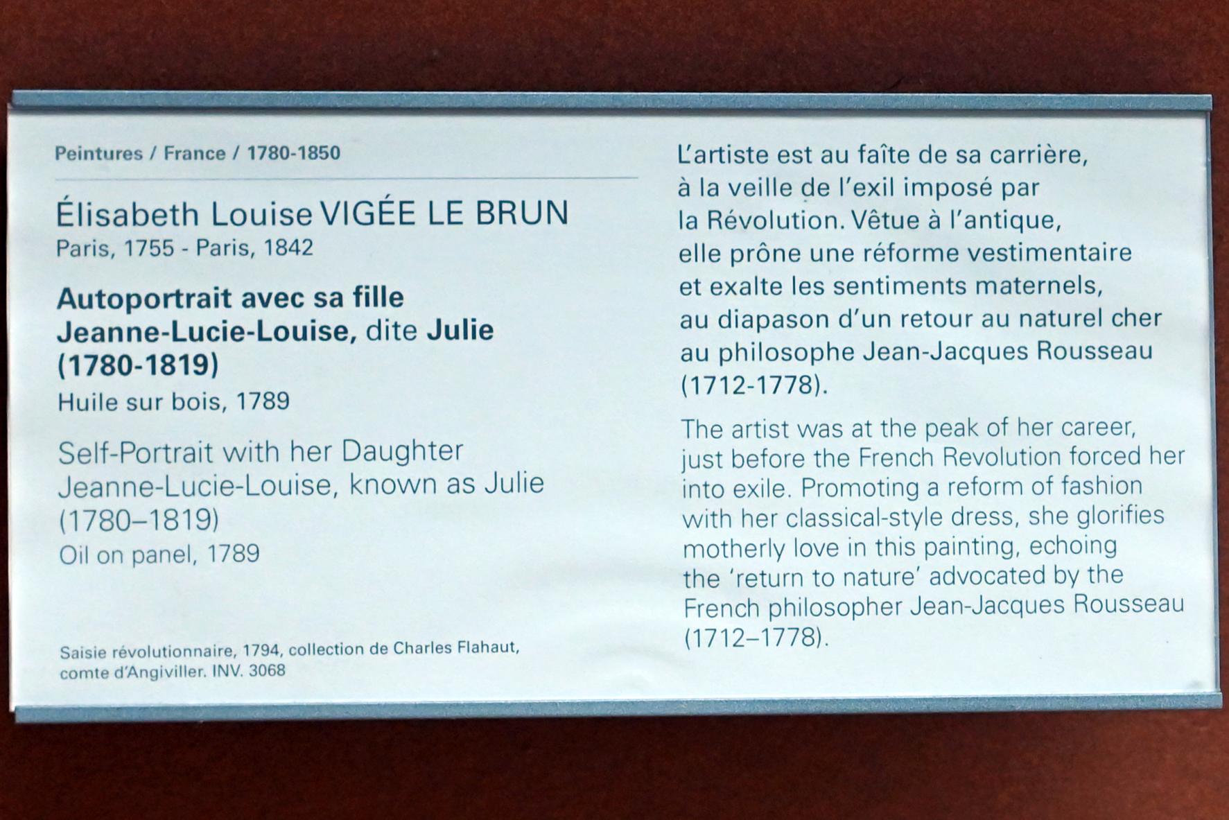 Élisabeth Vigée-Lebrun (1778–1810), Selbstporträt mit ihrer Tochter Jeanne-Lucie-Louise (Julie) (1780-1819), Paris, Musée du Louvre, Saal 702, 1789, Bild 2/2