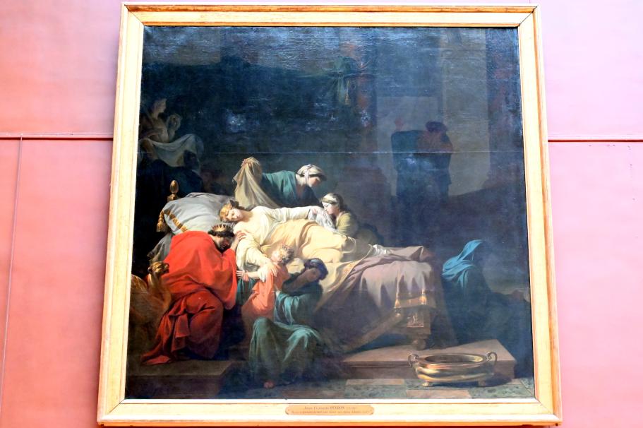 Pierre Peyron (1778–1784), Der Tod von Alkestis (Das Heldentum der ehelichen Liebe), Paris, Musée du Louvre, Saal 702, vor 1785, Bild 1/2
