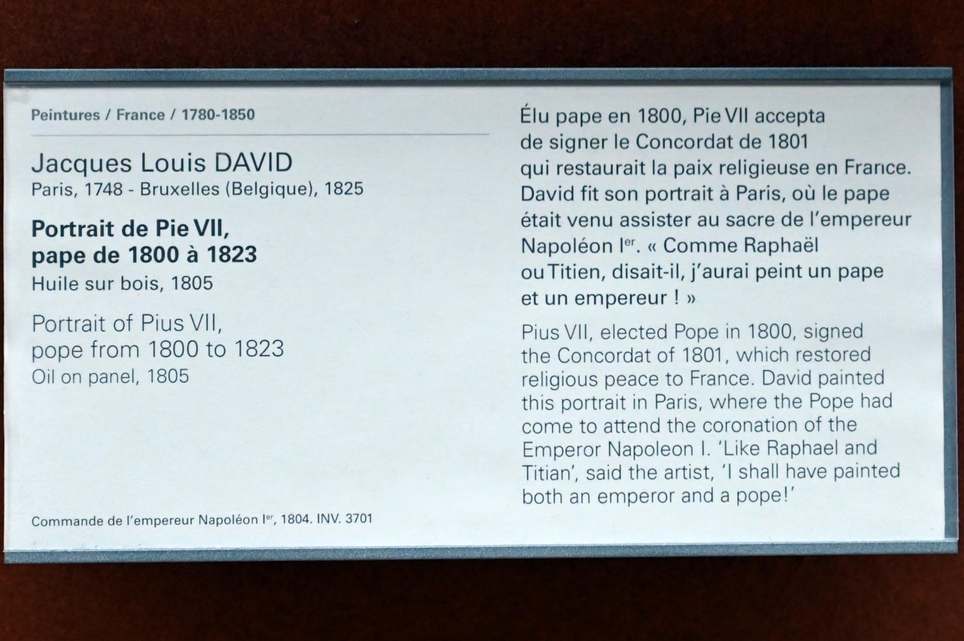 Jacques-Louis David (1782–1824), Porträt des Pius VII., Papst von 1800 bis 1823, Paris, Musée du Louvre, Saal 702, 1805, Bild 2/2