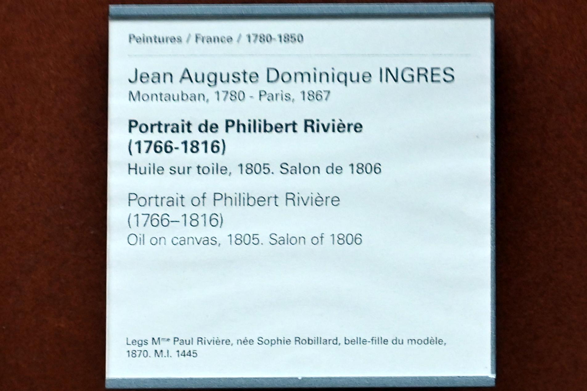 Jean-Auguste-Dominique Ingres (1805–1856), Porträt des Philibert Rivière (1766-1816), Paris, Musée du Louvre, Saal 702, 1805, Bild 2/2