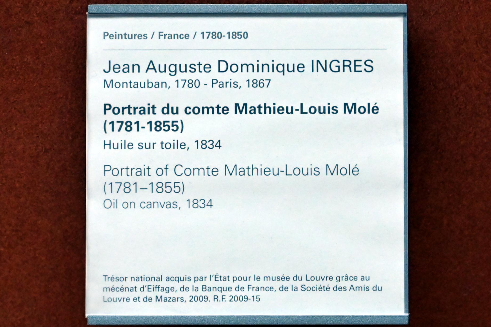 Jean-Auguste-Dominique Ingres (1805–1856), Porträt des Grafen Mathieu-Louis Molé (1781-1855), Paris, Musée du Louvre, Saal 702, 1834, Bild 2/2