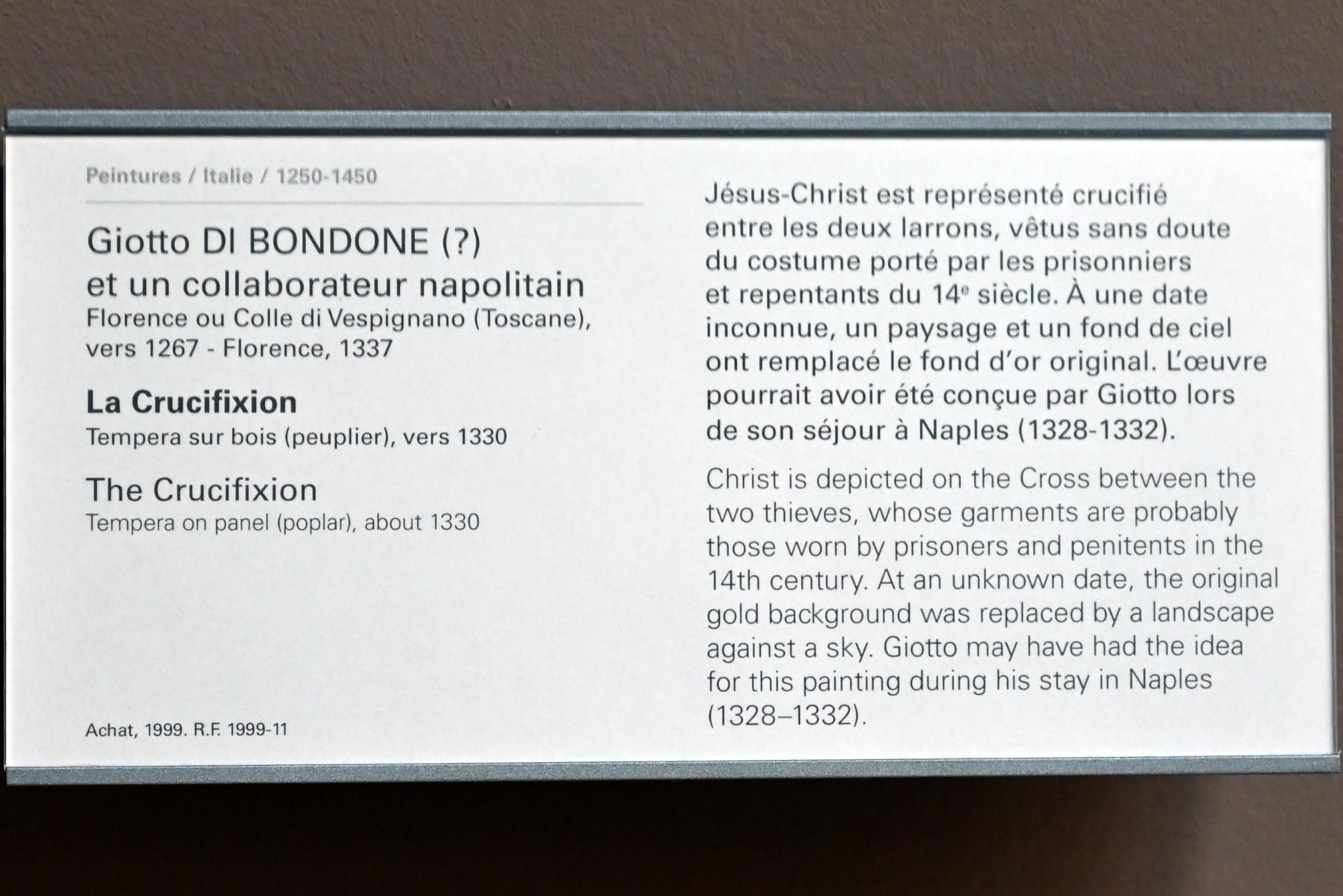 Giotto di Bondone (Giotto) (1298–1330), Kreuzigung, Paris, Musée du Louvre, Saal 708, um 1330, Bild 2/2