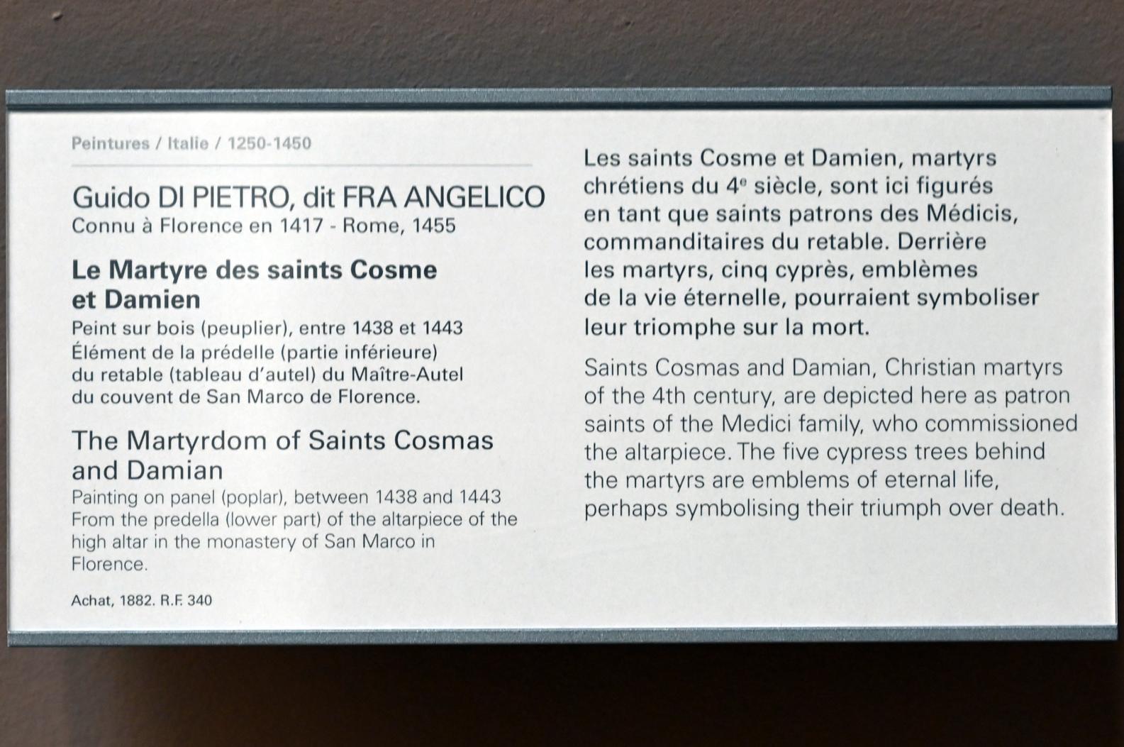 Fra Angelico (Guido di Pietro) (1421–1447), Das Martyrium der Heiligen Cosmas und Damian, Florenz, Kirche San Marco, jetzt Paris, Musée du Louvre, Saal 708, 1438–1443, Bild 2/2