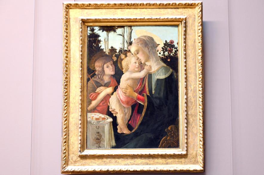 Sandro Botticelli (1462–1500), Die Jungfrau und das Kind mit dem Johannesknaben, Paris, Musée du Louvre, Saal 708, um 1470