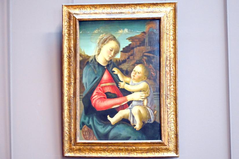 Sandro Botticelli (1462–1500), Die Jungfrau Maria und das Jesuskind (Madonna der Guidi da Faenza), Paris, Musée du Louvre, Saal 708, um 1465–1470