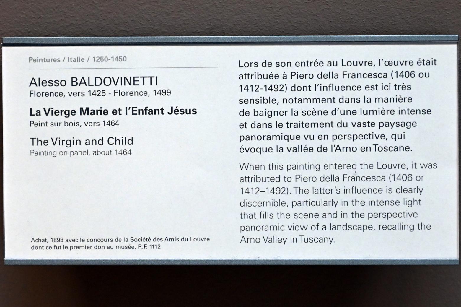Alesso Baldovinetti (1464–1465), Maria mit Kind, Paris, Musée du Louvre, Saal 708, um 1464, Bild 2/2