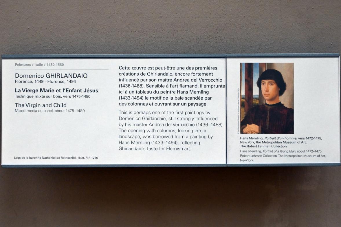 Domenico Ghirlandaio (1473–1494), Maria mit Kind, Paris, Musée du Louvre, um 1475–1480, Bild 2/2
