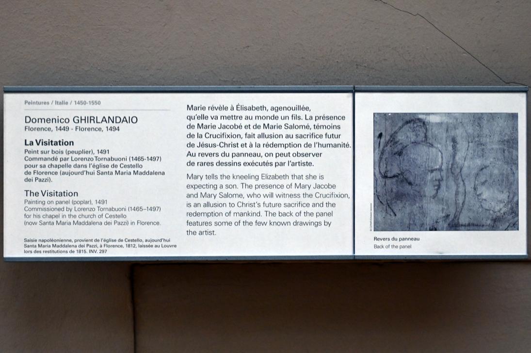 Domenico Ghirlandaio (1473–1494), Mariä Heimsuchung, Florenz, Santa Maria Maddalena dei Pazzi, jetzt Paris, Musée du Louvre, 1491, Bild 2/2