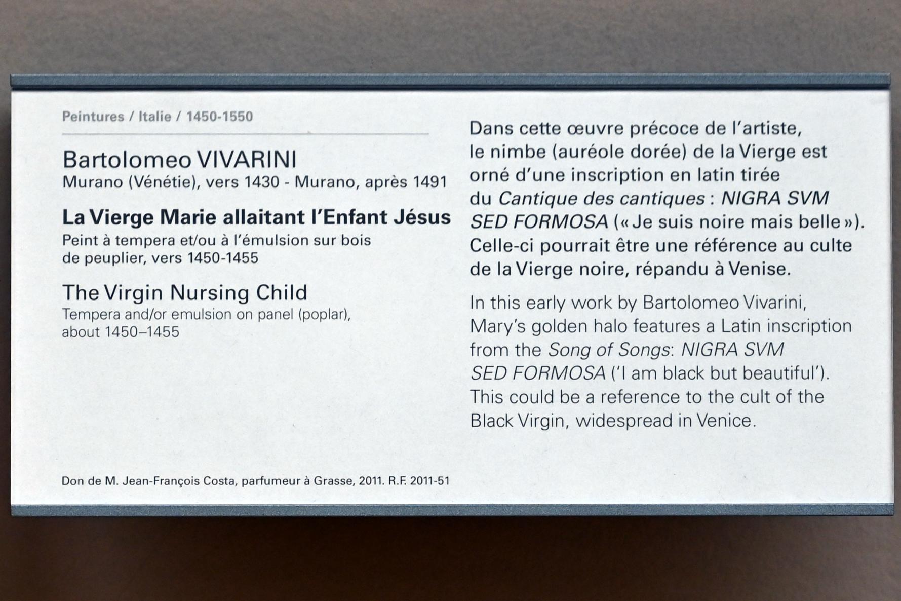 Bartolomeo Vivarini (1452–1465), Stillende Muttergottes, Paris, Musée du Louvre, Saal 710b, um 1450–1455, Bild 2/2