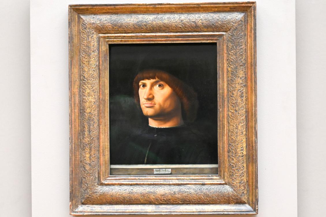 Antonello da Messina (1464–1478), Porträt eines Mannes (II Condottiere, Söldnerführer), Paris, Musée du Louvre, Saal 710b, 1475