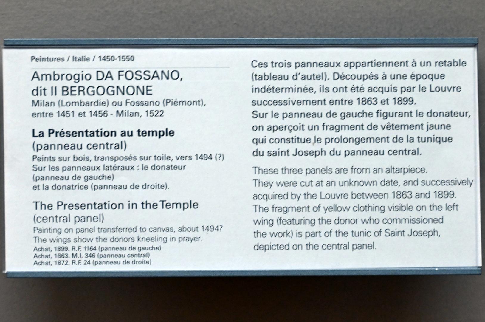 Ambrogio da Fossano (Bergognone) (1490–1516), Darstellung des Herrn, Paris, Musée du Louvre, Saal 710c, um 1494, Bild 5/5