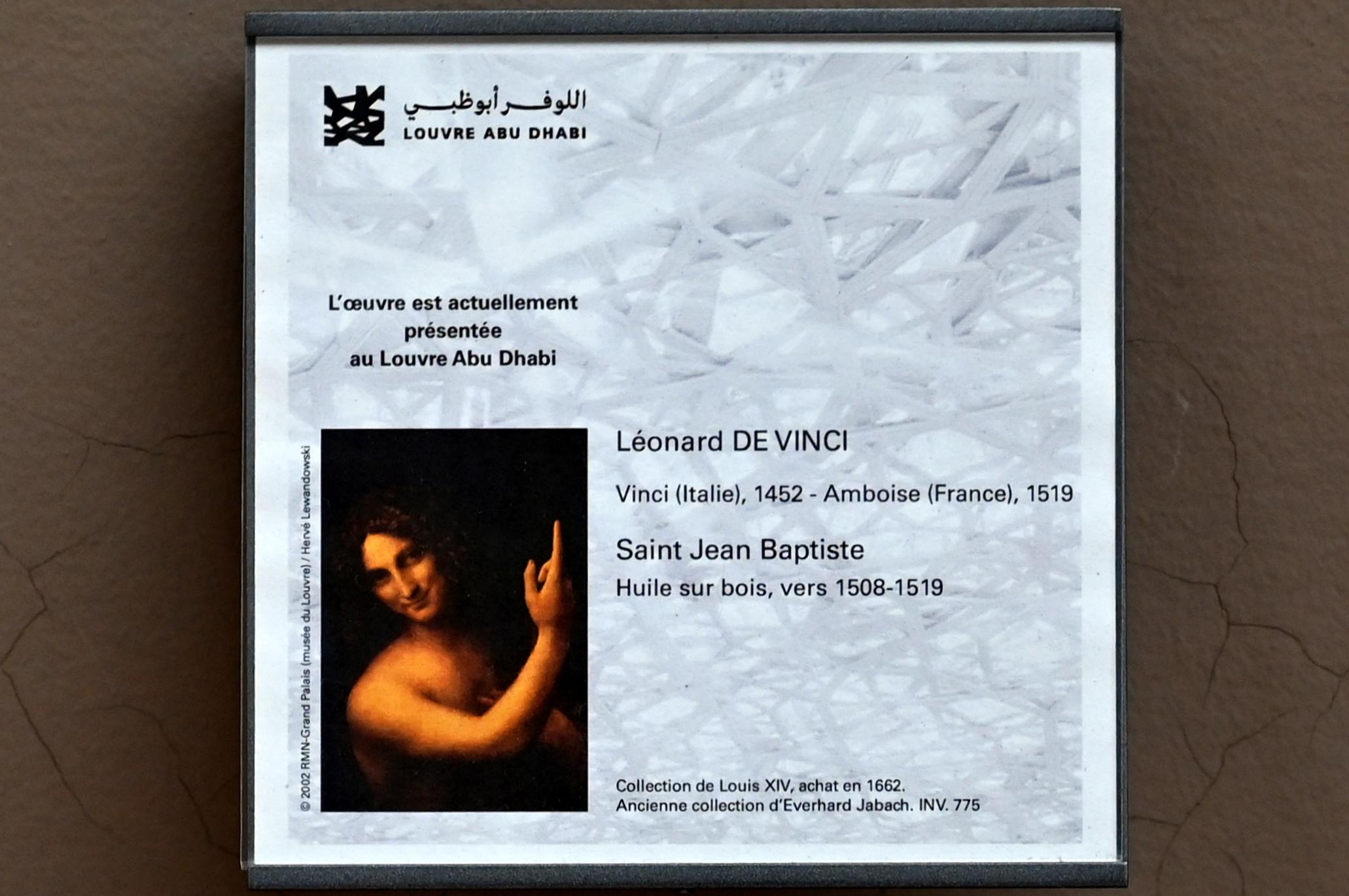 Leonardo da Vinci (1475–1513), Johannes der Täufer, Paris, Musée du Louvre, Saal 710c, um 1508–1519