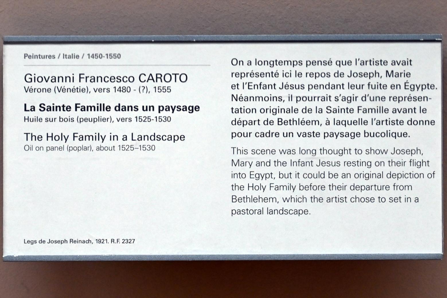 Giovanni Francesco Caroto (1501–1527), Die Heilige Familie in einer Landschaft, Paris, Musée du Louvre, Saal 710d, um 1525–1530, Bild 2/2