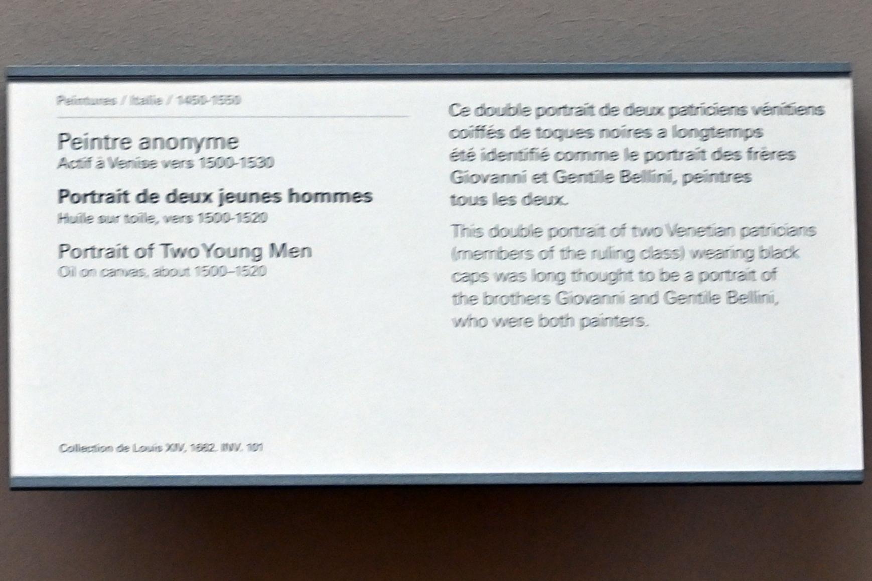 Porträt zweier junger Männer, Paris, Musée du Louvre, Saal 710d, um 1500–1520, Bild 2/2