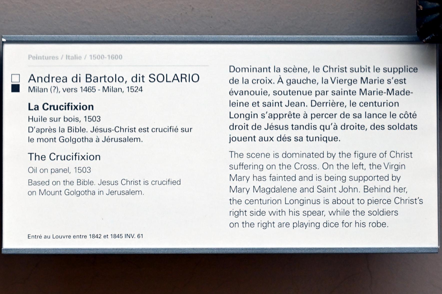 Andrea Solari (1495–1522), Kreuzigung, Paris, Musée du Louvre, Saal 710d, 1503, Bild 2/2