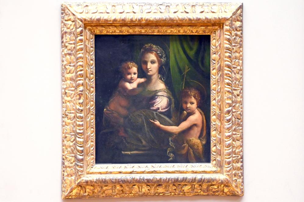 Giulio Romano (Giulio Pippi) (1515–1537), Maria mit Kind und dem Johannesknaben, Paris, Musée du Louvre, Saal 710e, um 1515–1516, Bild 1/2