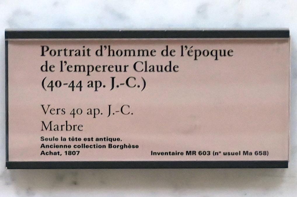 Porträt eines Mannes aus der Zeit des Kaisers Claudius (40-44 n. Chr.), Paris, Musée du Louvre, Saal 710e, um 40, Bild 2/2