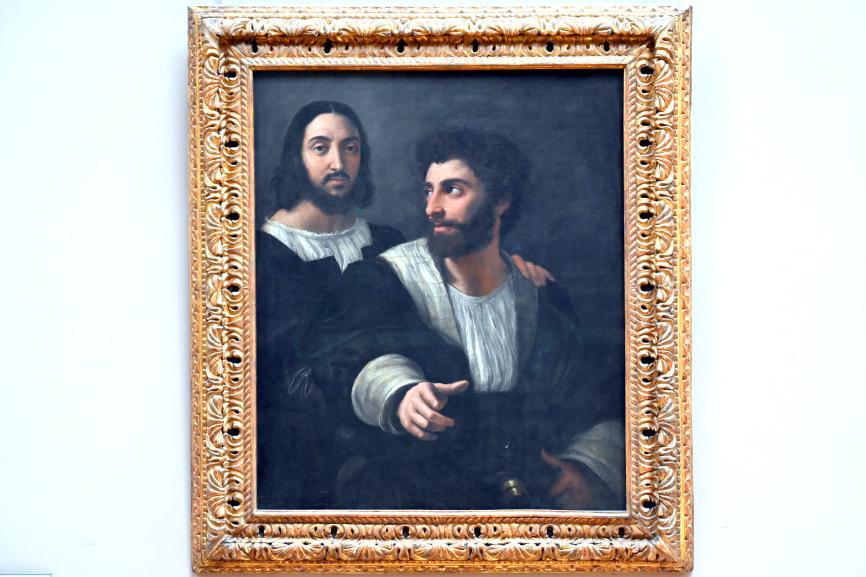 Raffael (Raffaello Sanzio da Urbino, Raffaello Santi) (1501–1519), Selbstporträt mit einem Freund, Paris, Musée du Louvre, Saal 712a, um 1518–1520, Bild 1/2