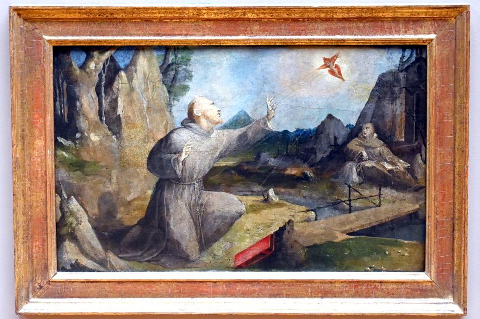 Domenico Beccafumi (il Mecherino) (1507–1537), Der heilige Franziskus empfängt die Stigmata, Siena, Oratorio della Compagnia di San Bernardino, jetzt Paris, Musée du Louvre, Saal 712b, 1537